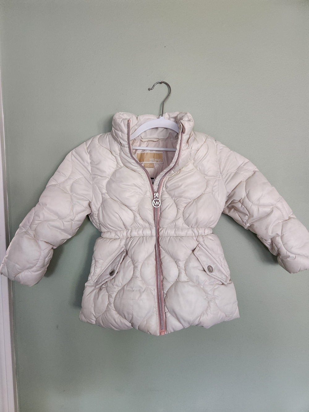 Michael Kors Girls' Pale Pink Quilted Puffer Coat
